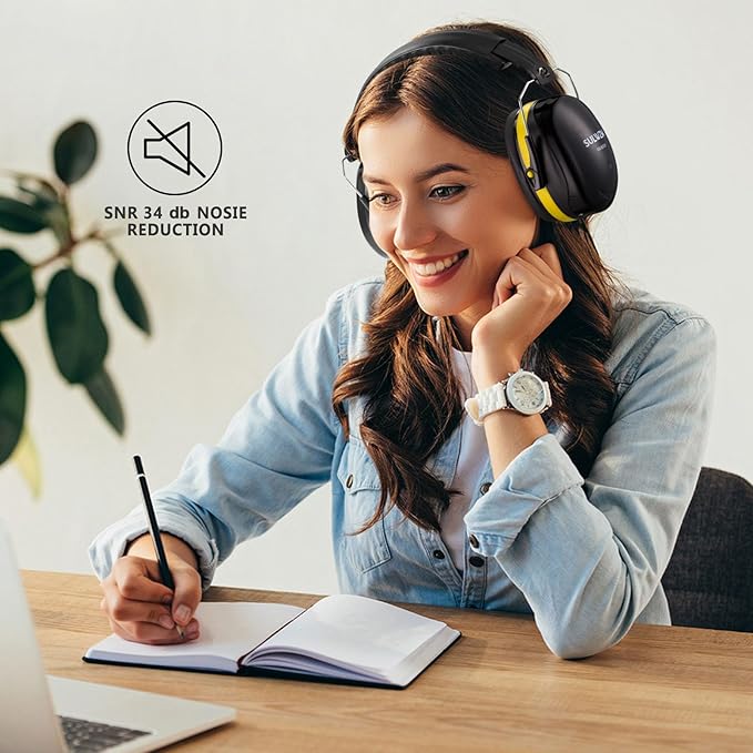 Hearing Protection Ear Muffs,NRR 28db Noise Cancelling for Shooting, Mowing, Construction,Yellow