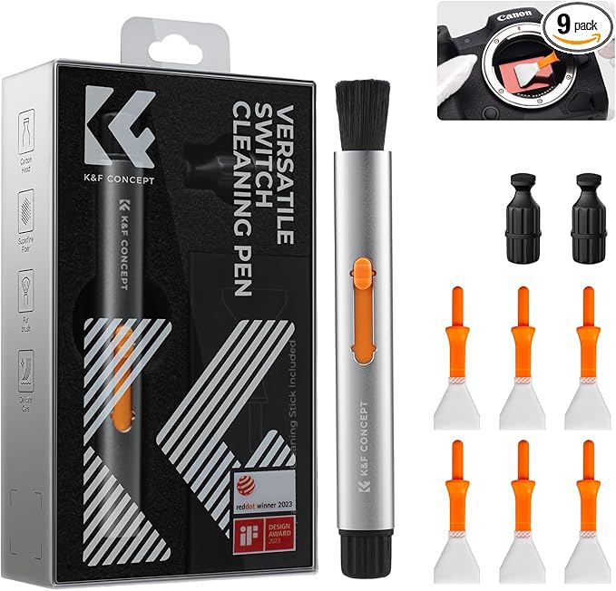 K&F Concept Lens Cleaning Pen Kit for APS-C CMOS & CCD Sensors, Lens Cleaner Pen with 6* APS-C Sensor Cleaning Rods for DSLR & Mirrorless Digital Cameras