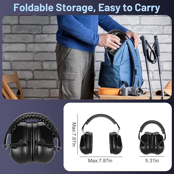 3 Pack Ear Protection For Shooting, SNR 34dB Hearing Protection Noise Cancelling Earmuffs, Shooting Ear Protection Ear Muffs for Noise Reduction, Hearing Protection Ear Muffs for Gun Range/Shooters