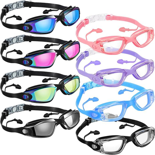Konohan 8 Pack Kids Goggles Swim Goggles for Adult Kids Swimming Glasses Anti Fog Silicone No Leak Pool Glasses