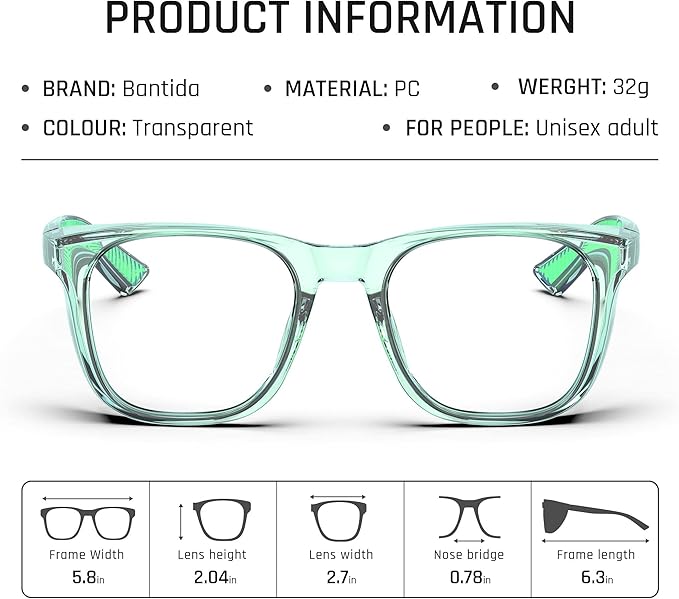 Safety Glasses Anti-Fog Eye Protection Blue Light Blocking Glasses for Women Men