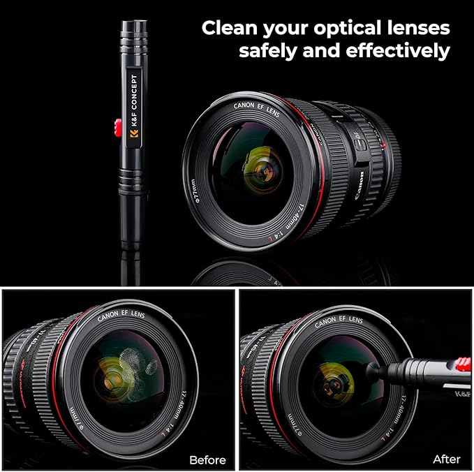K&F CONCEPT Professional Lens Cleaning Pen with Soft Brush, Carbon Head Lens Cleaning Pen for Canon, Nikon, Pentax, Sony Digital Camera Cleaning,AR VR Glasses Cleaning