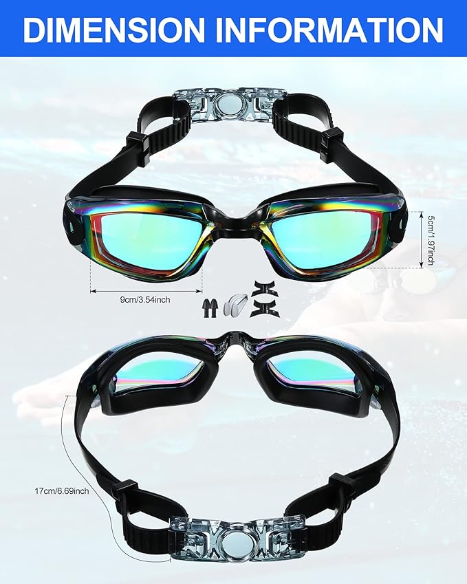 6 Pack Swim Goggles Swimming Goggles No Leaking Full Protection Glasses for Men Women Youth UV Protection Fog Proof Swim Goggles with Nose Clips Ear Plugs Storage Boxes