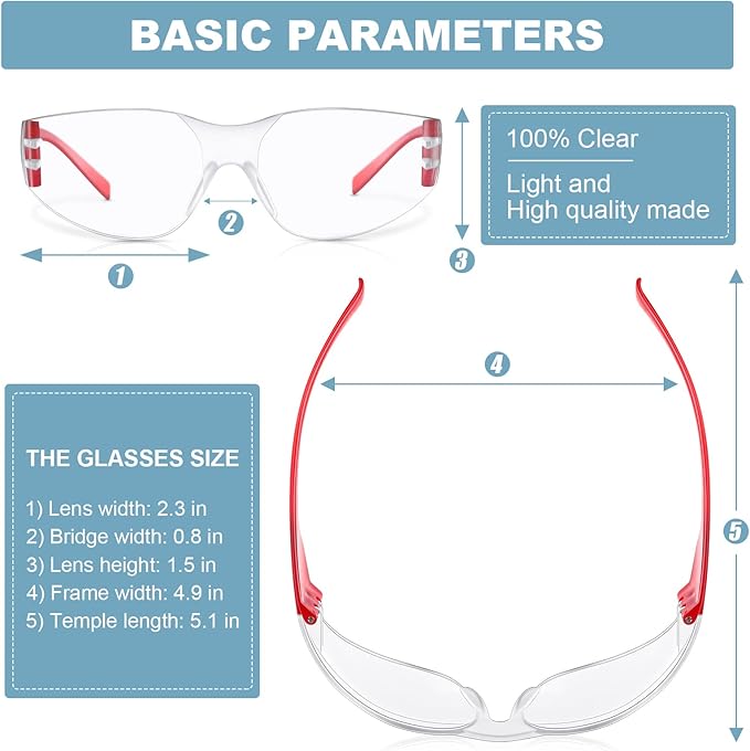 Weewooday 48 Packs Kids Safety Glasses Scratch Impact Resistant Safety Goggles Child Protective Eyewear Goggles with Lenses
