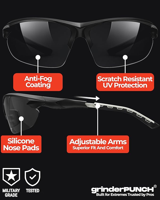 grinderPUNCH Tactical Shooting Glasses Military Grade Ballistic Impact Protection 100% UV Lenses ANSI Z87 Safety Glasses