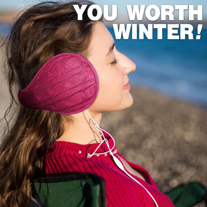 Venswell Knit Ear Muffs for Winter Women Men Soft Earmuffs Cold Weather Fleece Ear Warmers Cover Foldable & Adjustable