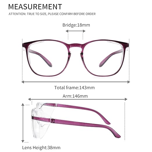 Alsenor Safety Glasses Anti Fog Goggles Protective Eyewear Blue Light Blocking Anti Dust UV Protection Glasses For Men Women (New-Purple)