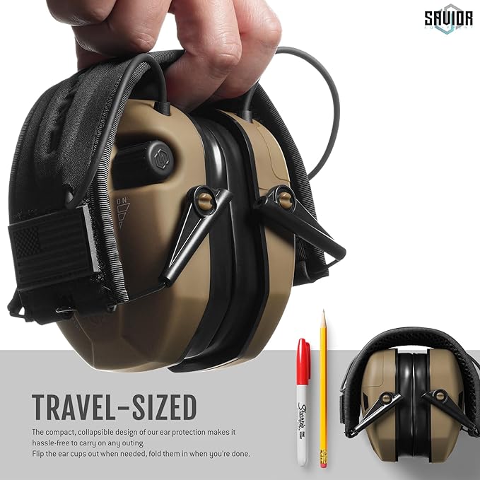 Savior Equipment Apollo Electronic Earmuffs For Shooting w/Gel Ear Pads, 24dB NRR, Noise Cancelling Ear Protection Headset