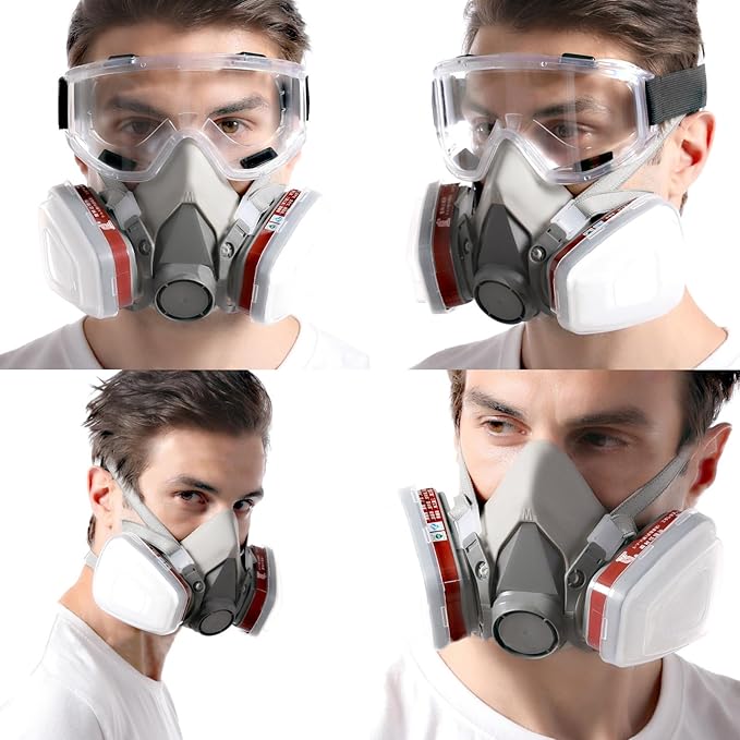 RANKSING Respirator Mask with Filters and Safety Glasses to Against Dust Gases while Painting Spraying