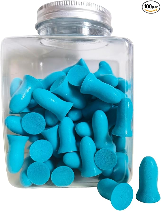 Soft Foam Earplugs 50 Pair,32dB Highest NRR for Noise Reduction,Safety Hearing Protection Ear Plugs Contoured for Comfort Slow Rebound,Tapón para el oído,Slim Waist (Blue, Standard)