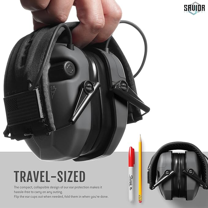 Savior Equipment Apollo Electronic Earmuffs For Shooting w/Gel Ear Pads, 24dB NRR, Noise Cancelling Ear Protection Headset