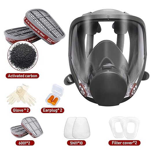 2 Sets Full Face Reusable Respirаtor Mask - Organic Gas Chemical Respirator w/Extra Filters for Paint Sprayer, Woodworking, Painting, Machine Polishing, Welding, Epoxy Resin and Other Work Protection