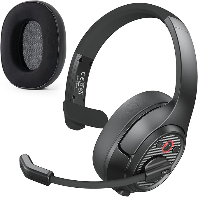 EKSA Bluetooth Trucker Headset, Wireless Headset with Environmental Noise Cancelling Microphone & USB Dongle, 99ft Long Range, Volume Control, Single Ear Trucker Headphone, Works with PC/Mac/Phone