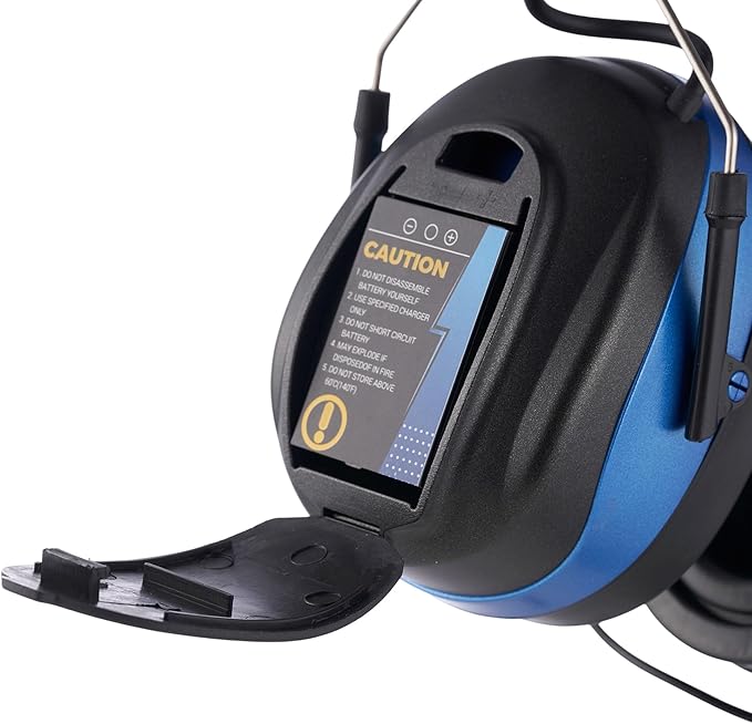 Bluetooth Radio Headphone with Gel Ear Pads,Ear Hearing Protection Earmuffs with Boom Microphones,Power by Rechargeable Battery,Digital AM/FM Radio Headphones for Mowing Lawn Work Outdoor (Blue)