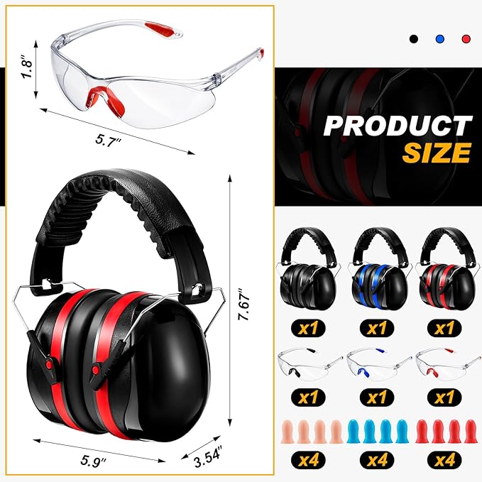 TrelaCo 3 Set 28db Shooting Ear Protection Safety Earmuffs Set for the Range, Shooting and Hunting