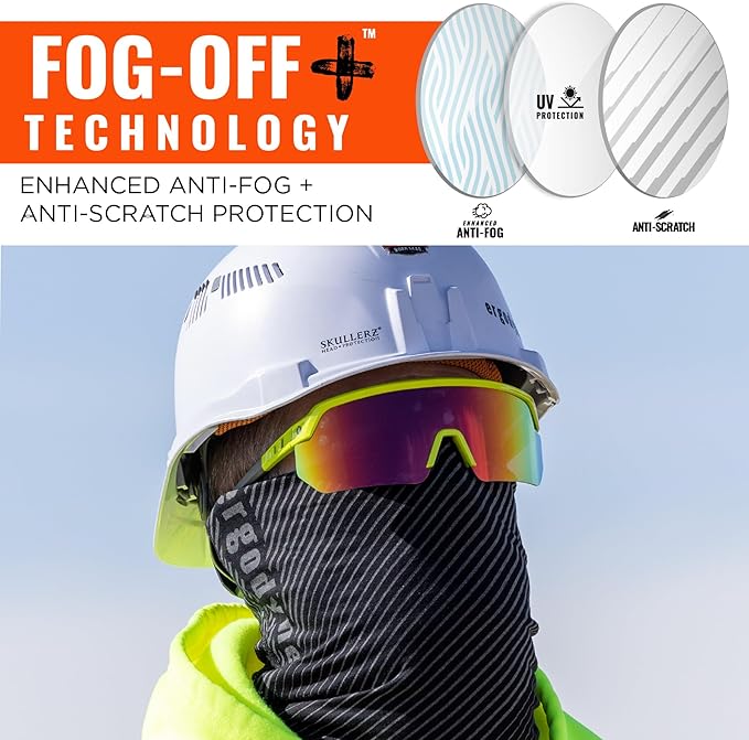 Ergodyne Skullerz AEGIR Polarized Safety Sunglasses with Fog Off+, Anti Fog Safety Glasses, Anti Scratch Mirror Lens