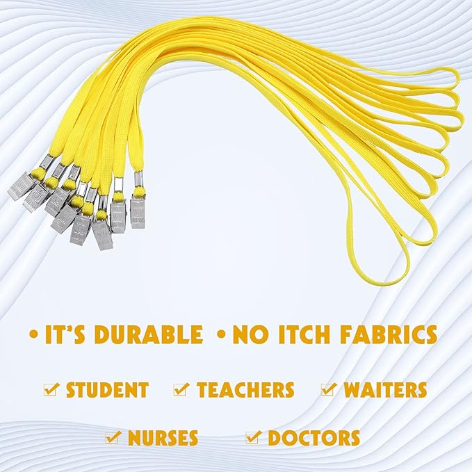 Hoolerry 300 Pcs Lanyards Clips Bulk for ID Name Badge Holder Lanyards Flat with Swivel Hook for Office School(Yellow)