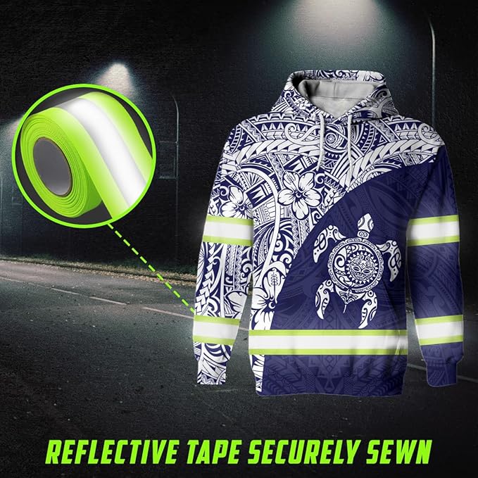 Matedecor Skull High Visibility Shirt Men Reflective Safety Shirts US Flag Custom Name Workwear, Runners, Walkers, Patriotic