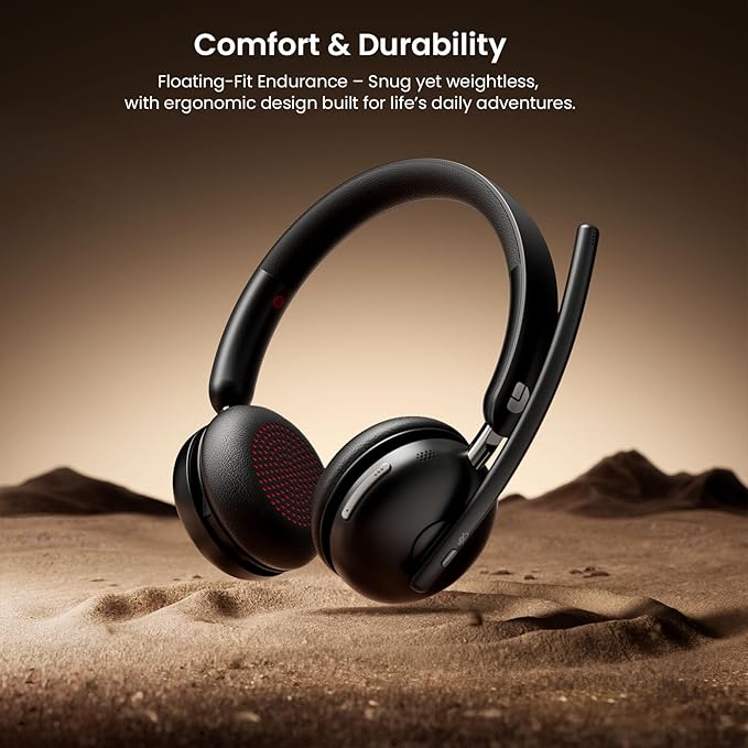 Bluetooth 5.3 Headset, Wireless Headset with Mic for Work (AI Noise Cancelling), Wireless Headphones with Mic & USB Dongle, 65H & Mute Function, Fit for PC/Call Center/Computer/Laptop/Teams