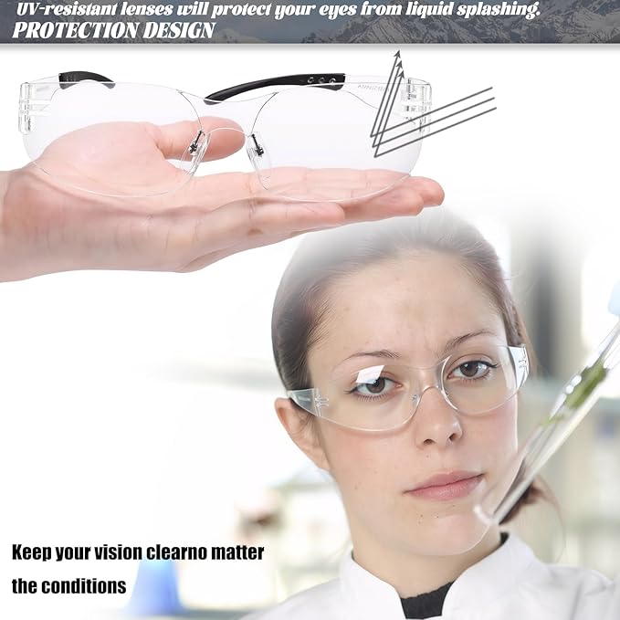Safety Glasses Bulk ANSI Z87.1, Wrap Around Resistant Scratch Eye Protective Eyewear for Men Women Work Lab