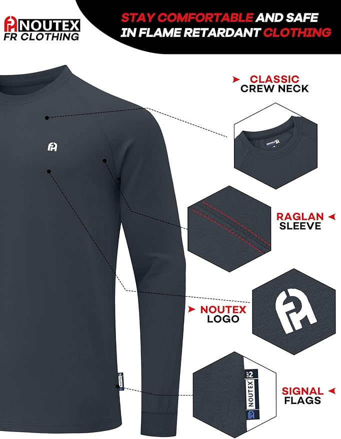 FR Shirts for Men NFPA2112 Flame Resistant Shirts 6.0oz Light Weight Long Sleeve Fire Retardant Shirts
