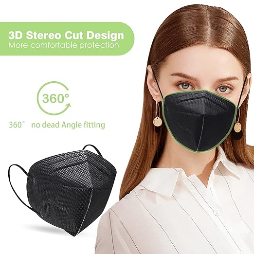 50 Pcs KN95 Face Maks for Audlts (Black)