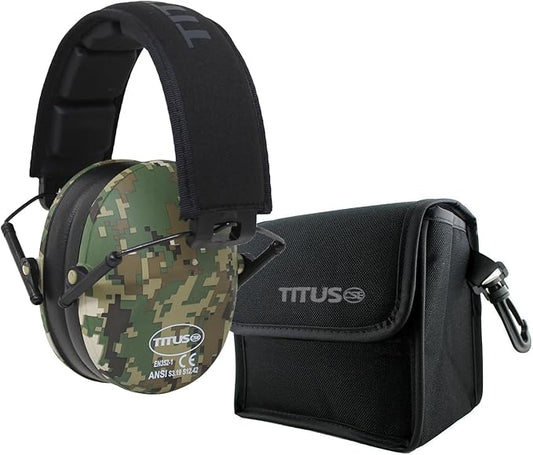TITUS 2-Series Premium Low Profile Earmuffs, ANSI Rated, High NRR Noise Reduction, Durable Sport Band, Hearing Protection PPE