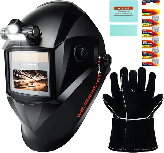 Welding Hood Auto Darkening Welding Helmet with Light True Color 1/1/1/2 Top Optical Clarity Wide Shade 9-13 Welding Mask with Grinding Weld Helmet (KTS-JS01)