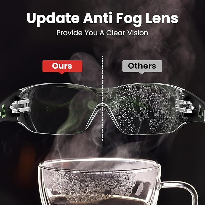 Safety Glasses with Clear Wraparound Lenses and Vented Frame