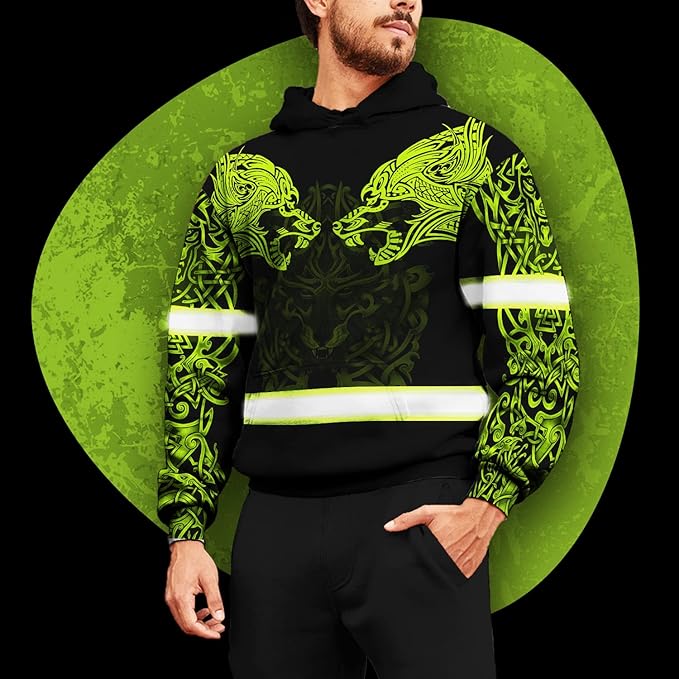 Matedecor Skull High Visibility Shirt Men Reflective Safety Shirts US Flag Custom Name Workwear, Runners, Walkers, Patriotic