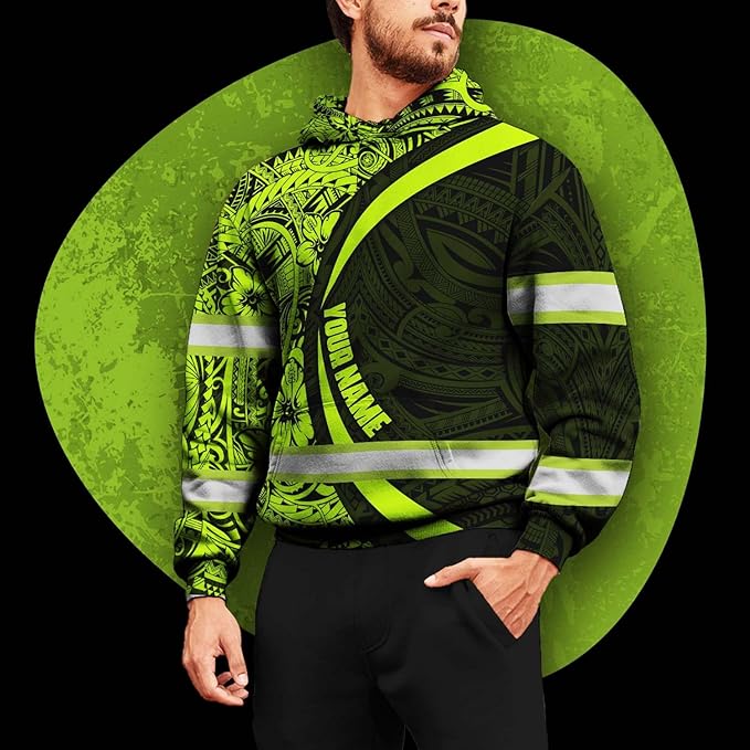 Matedecor Skull High Visibility Shirt Men Reflective Safety Shirts US Flag Custom Name Workwear, Runners, Walkers, Patriotic