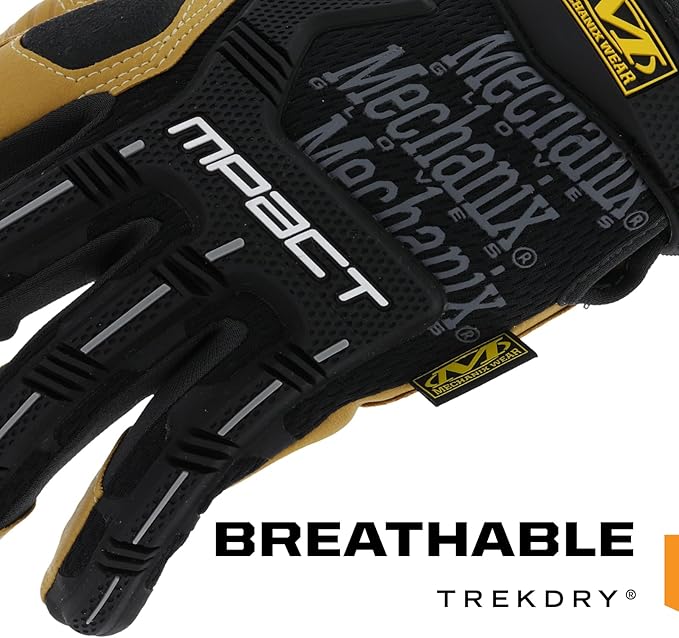 Mechanix Wear Material4x M-Pact Gloves - Abrasion-Resistant Gloves for Hand Safety - Machine Washable - Breathable - Secure Fit - Tear-Resistant - Durable - Brown/Black - XX-Large