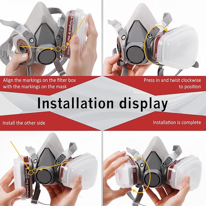 Respirator Cartridges& Filters(10 Pairs) - 6001 Filter Cartridges for Respirator, Particulate Filter Against Organic Vapors, Dust, Acid Gases Compatible with 6000, 7000, FF-400 Series Respirator
