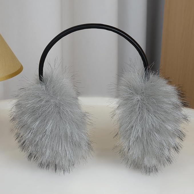 Women's Faux Fur Ear Muffs For Winter Women - Warm Faux Fur Fuzzy Ear Muffs Windproof Cold Weather Ear Warmers
