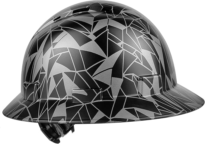 Full Brim Hard Hat - OSHA Safety Helmet Durable Lightweight Carbon Fiber Hard Hat, 6-Point Ratchet Suspension Protective Gear for Men and Women