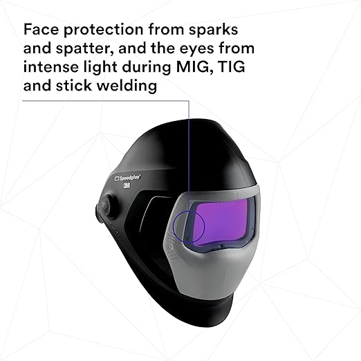 3M Speedglas Welding Helmet 9100, 06-0100-30iSW, with Auto-Darkening Filter 9100XXi 3 Arc Sensors for MMAW TIG MIG Tack Plasma Arc Welding and Grinding Mask, 1 Each