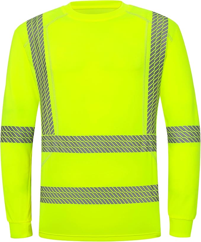 ProtectX High Visibility Long Sleeve Shirts Reflective Hi Vis Safety Shirt for Men Women Class 2-3 Construction Shirt 1 Pack