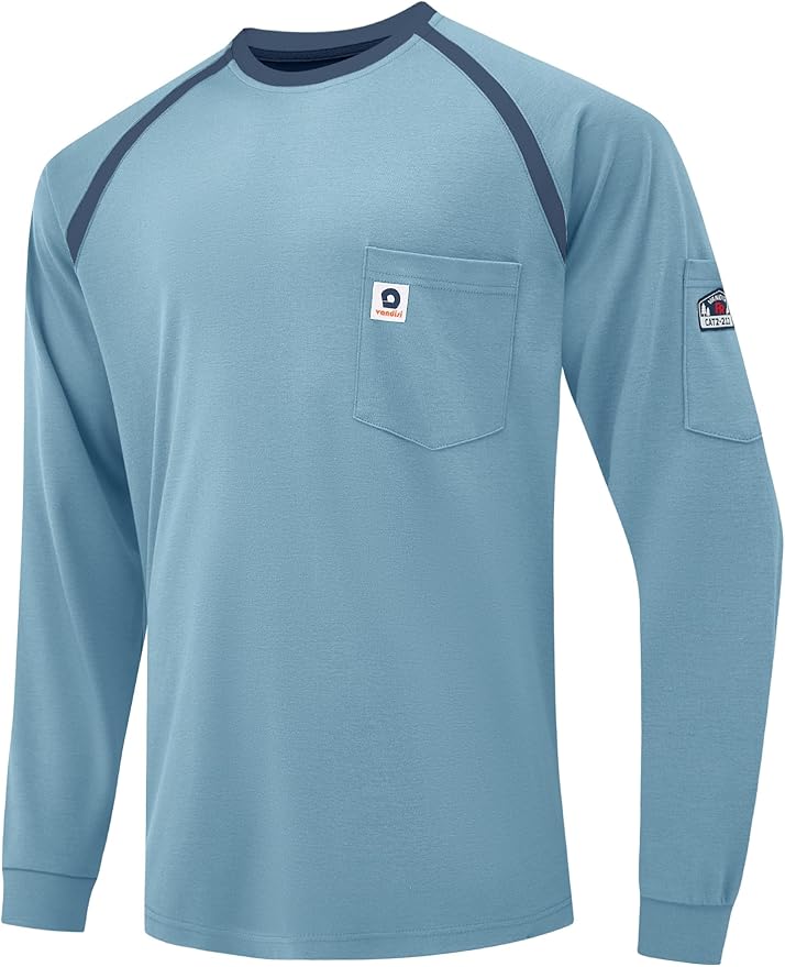 FR Shirts for Men 100% Cotton 5.5oz Lightweight NFPA2112/CAT2 Flame Resistant Shirts for Men Long Sleeve