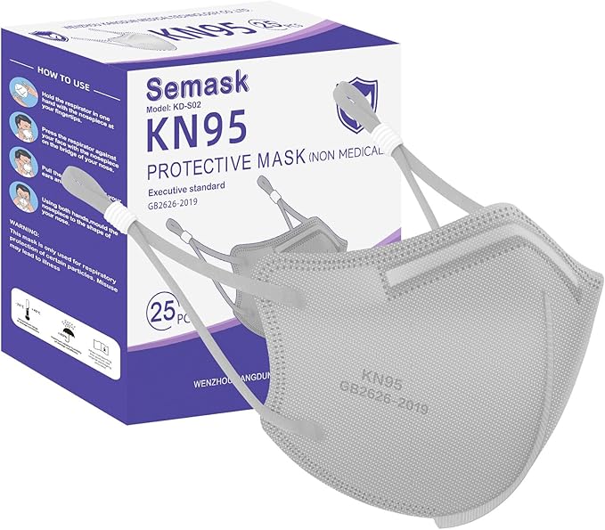 KN95 Adjustable Masks 25 Pack, Individually Wrapped Disposable Masks with Adjustable Ear Loops