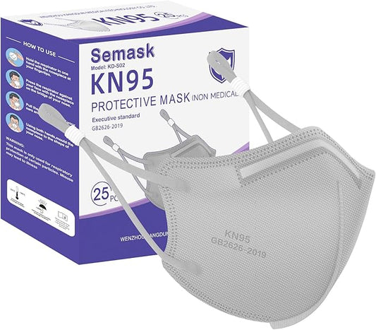 KN95 Adjustable Masks 25 Pack, Individually Wrapped Disposable Masks with Adjustable Ear Loops