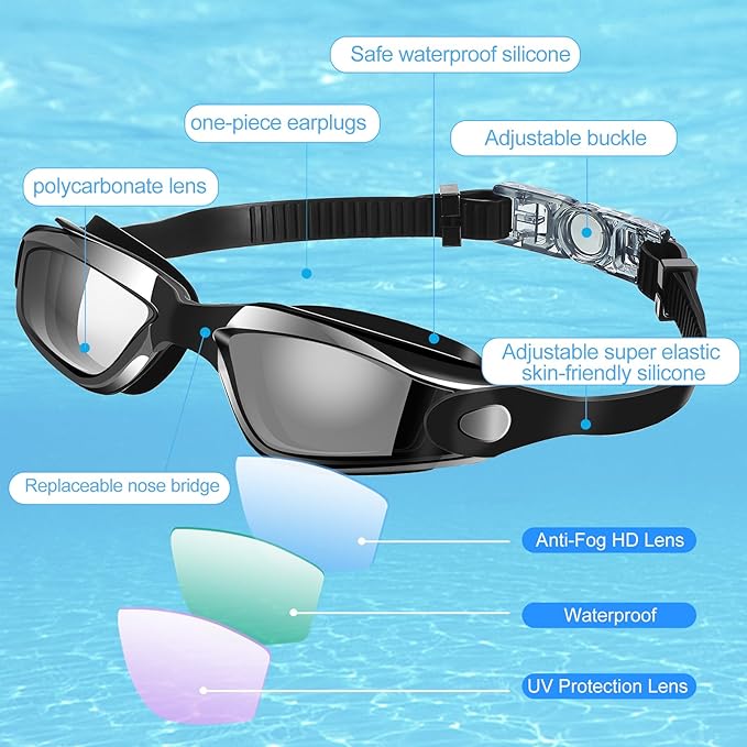 Konohan 8 Pack Kids Goggles Swim Goggles for Adult Kids Swimming Glasses Anti Fog Silicone No Leak Pool Glasses