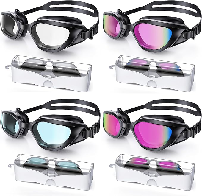 Swim Goggles, Unisex Adult Swimming Goggles Upgraded Anti Fog Anti UV No Leakage Wide View for Men Women Youth