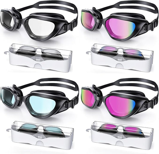 Swim Goggles, Unisex Adult Swimming Goggles Upgraded Anti Fog Anti UV No Leakage Wide View for Men Women Youth