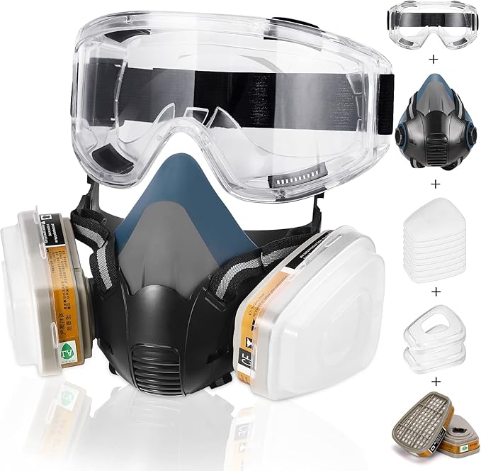 Gas Masks Survival Nuclear and Chemical - Reusable Full Face Respirator Gas Mask with Activated Carbon Filter