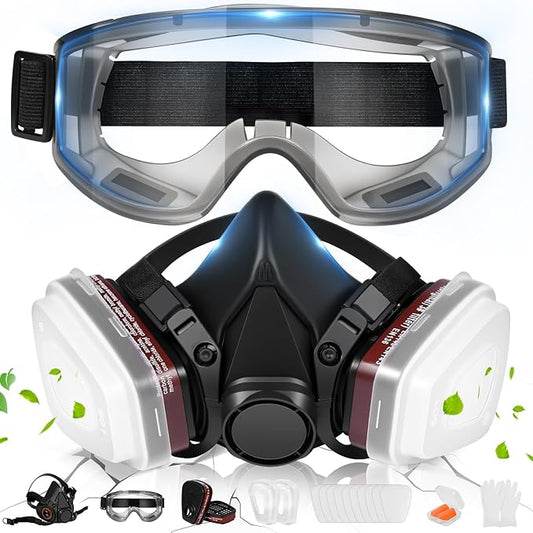 Respirator Mask with Filters - Reusable Gas Mask Against Organic Vapor Formaldehyde for Chemicals Spray Paint