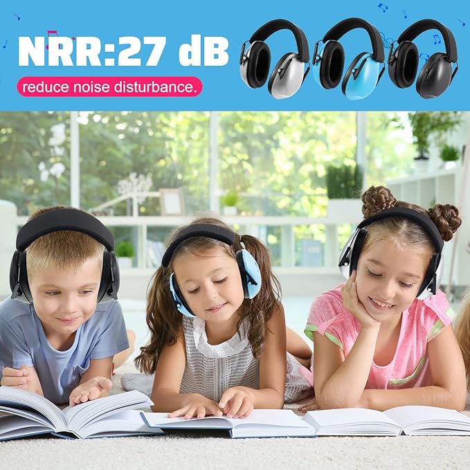 Amylove 6 Pcs Kids Noise Cancelling Headphones 27db Adjustable Earmuffs for Autism Sensory Toddler Children(Assorted Colors)