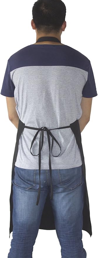 (2 set Black Professional Resist Water Adjustable Extra Long Bib Apron 3 Pockets Home Kitchen Garden Restaurant Cafe Bar Pub Bakery for Cooking Chef Baker Servers Craft Unisex