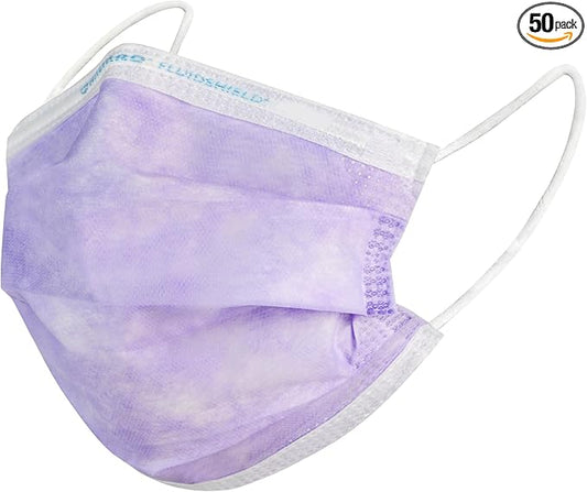 HALYARD FLUIDSHIELD 1 Disposable Procedure Mask w/SO SOFT Lining and SO SOFT Earloops, Lavender, 25868 (Box of 50)