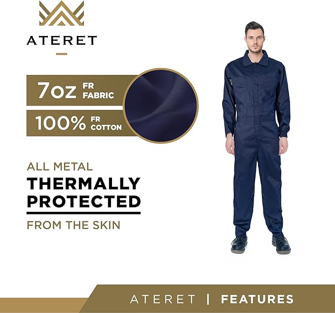 ATERET I Flame Resistant FR Coverall, Lightweight 7 ounce 100% cotton FR treated