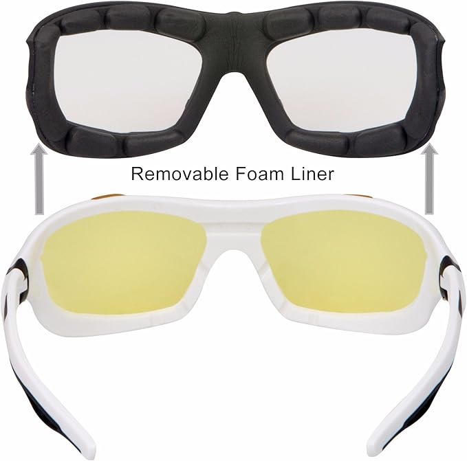 WYND Blocker Motorcycle Riding Glasses Extreme Sports Wrap Sunglasses (White/Yellow)